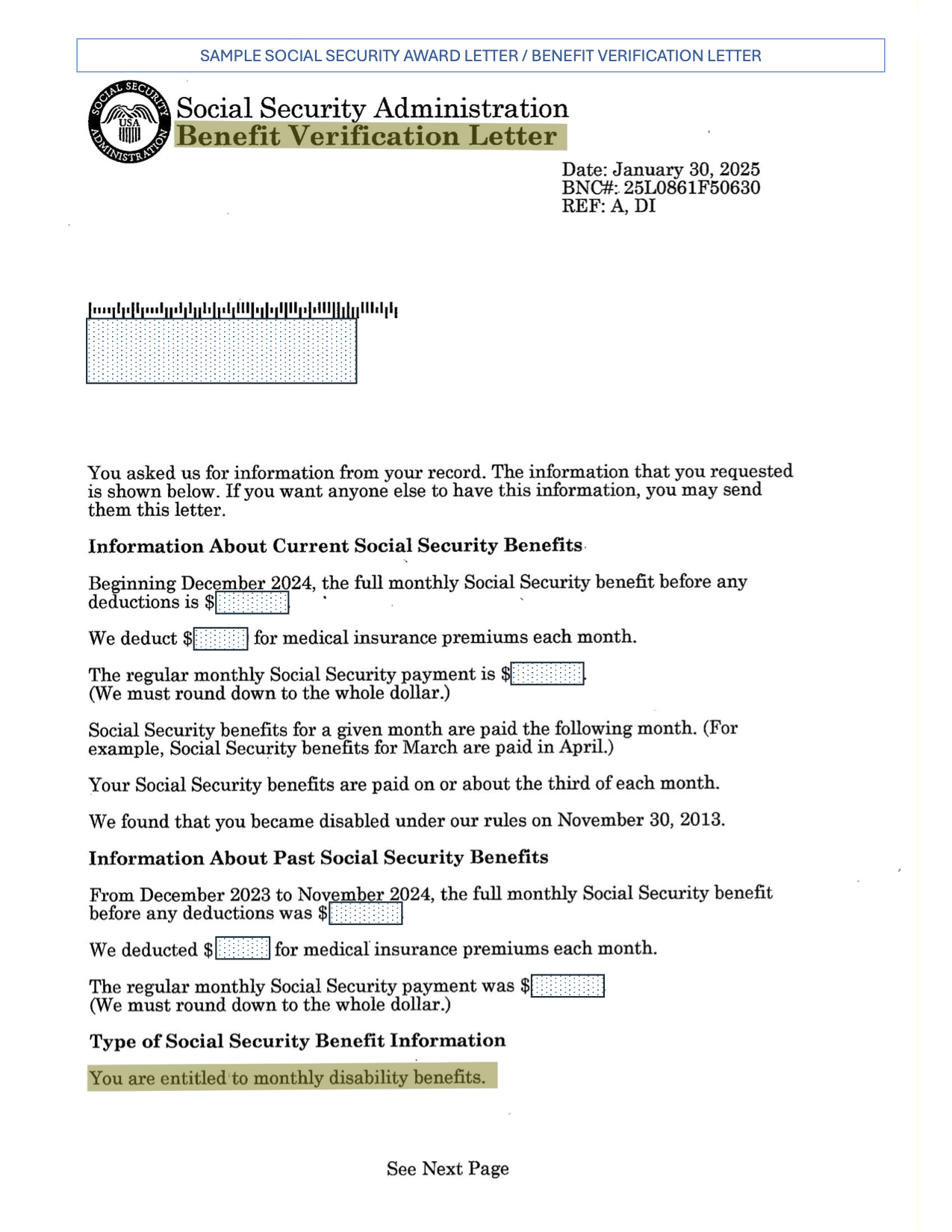 Social Security Award Letter